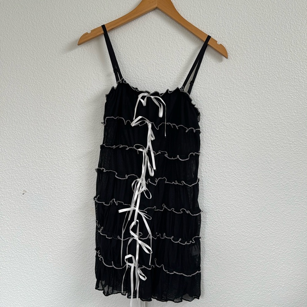 Mesh Bow Mini Dress